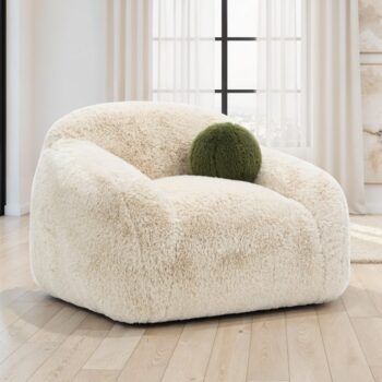 Darwen Swivel Chair in Sand Faux Fur – FM64006BG-CH-SW