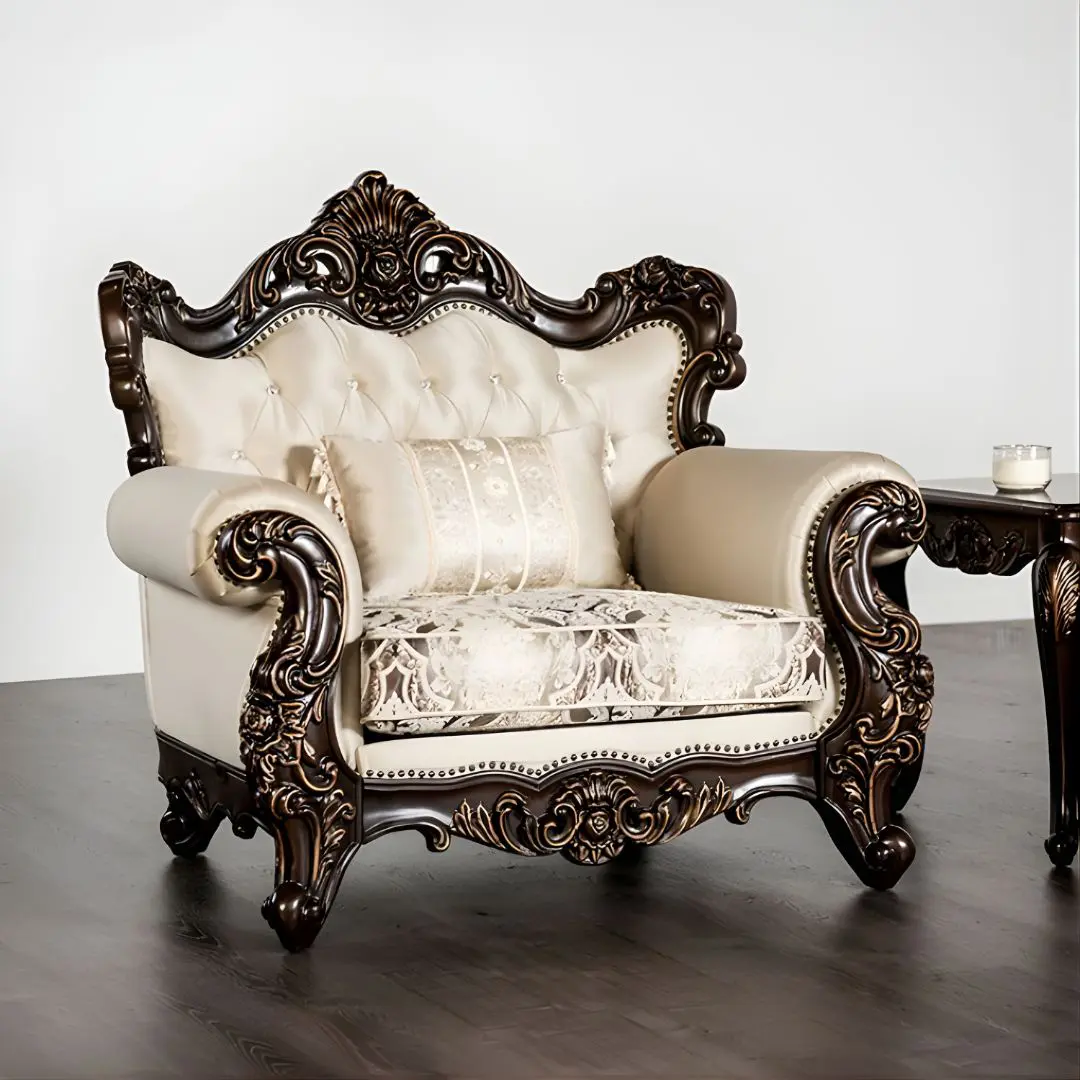 Palencia Traditional Dark Cherry & Beige Upholstered Chair Fm65005Bg-Ch By Furniture Of America | Mobilia Cleopatra 3 Palencia Traditional Dark Cherry & Beige Upholstered Chair FM65005BG-CH by Furniture of America - Image 1