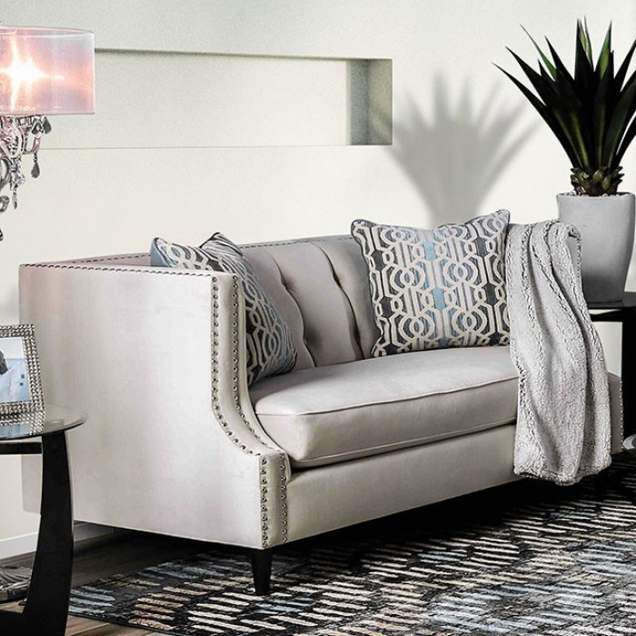 Tegan Loveseat In Beige & Light Blue – Sm2217-Lv By Furniture Of America | Mobilia Cleopatra 3 Tegan Loveseat in Beige & Light Blue – SM2217-LV by Furniture of America