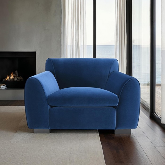 Severo Contemporary Royal Blue Velvet Chair – Fm61005Bl-Ch By Furniture Of America | Mobilia Cleopatra 3 Severo Contemporary Royal Blue Velvet Chair – FM61005BL-CH