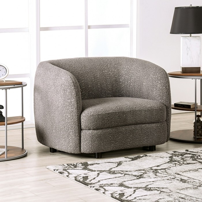 Versoix Charcoal Gray Boucle Chair By Furniture Of America | Mobilia Cleopatra 3 Versoix Contemporary Charcoal Gray Boucle Chair – FM61003GY-CH