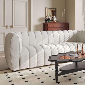 Aversa Contemporary Off-White Boucle Sofa – FM61002WH-SF