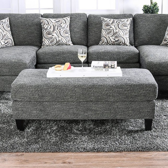 Lowry Transitional Gray Chenille Ottoman – Cm6363-Ot By Furniture Of America | Mobilia Cleopatra 3 Lowry Transitional Gray Chenille Ottoman – CM6363-OT