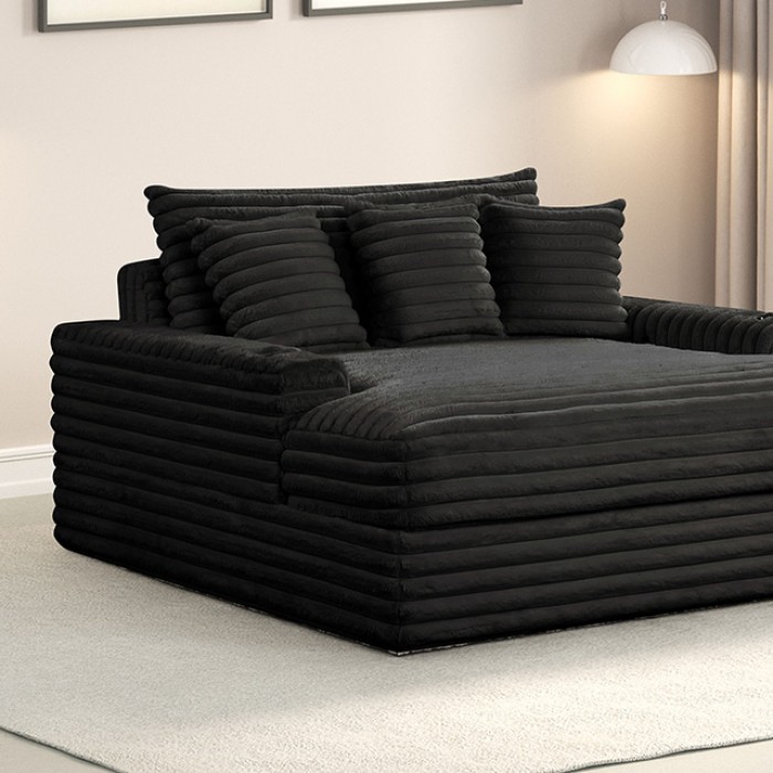 Veyrier Black 2-Arm Chaise With Cup Holders & Usb Ports – Fm6901Bk-Ce By Furniture Of America | Mobilia Cleopatra 3 Veyrier Black 2-Arm Chaise with Cup Holders & USB Ports – FM6901BK-CE