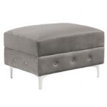 Ciabattoni Gray Ottoman – Transitional Tufted Flannelette Design CM6256GY-OT by Furniture of America