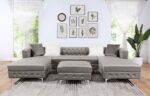 Ciabattoni Gray Ottoman – Transitional Tufted Flannelette Design CM6256GY-OT by Furniture of America