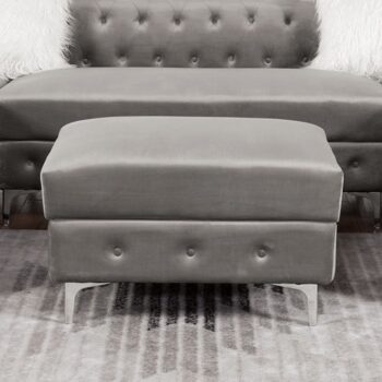Ciabattoni Gray Ottoman – Transitional Tufted Flannelette Design CM6256GY-OT by Furniture of America