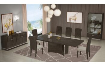 D845 High Gloss Dark Gray Dining Set By Gu Furniture