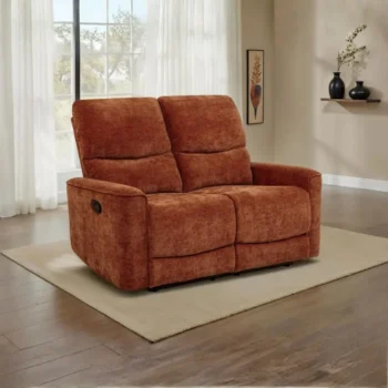 burnt orange chenille reclining loveseat