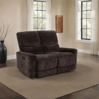 Dark Brown Chenille Manual Reclining Loveseat