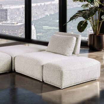 Stavanger Light Gray Bouclé L-Sectional – Contemporary Modular Sofa with Extendable Backrest | FM63001LG-F