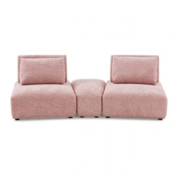 Stavanger Pink Curved 2-Seater Sofa with Ottoman – Contemporary Bouclé Modular Design | FM63001PK-D