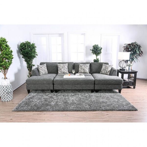 Lowry Gray Sectional Sofa with Ottoman – Transitional Comfort & Style | CM6363-SET