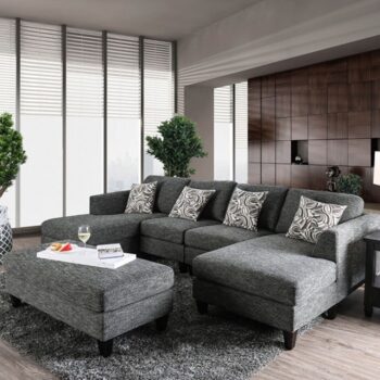 Lowry Gray Sectional Sofa with Ottoman – Transitional Comfort & Style | CM6363-SET