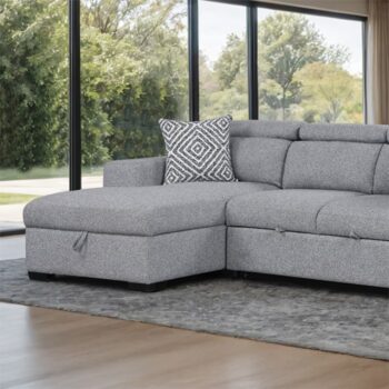 Chatteris Gray Contemporary Sectional Sofa with Storage & Sleeper | FM64000GY-SECT-L