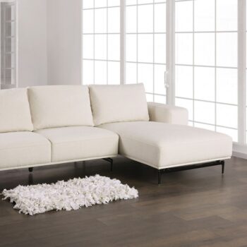 Baerum Contemporary Linen White Sectional Sofa with Right Chaise | FM63006WH-SECT-R