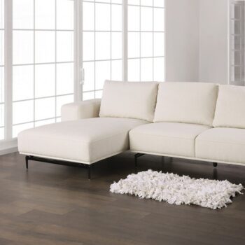 Baerum Contemporary Linen White Sectional Sofa with Left Chaise | FM63006WH-SECT-L