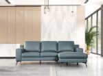 Stordal Contemporary Blue Leather Match Sectional Sofa with Right Chaise | FM69004BL-SECT-R