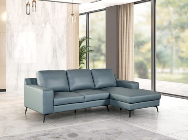 Stordal Contemporary Blue Leather Match Sectional Sofa with Right Chaise | FM69004BL-SECT-R