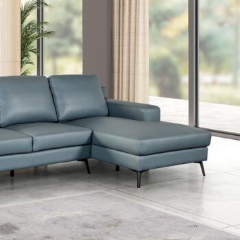 Stordal Contemporary Blue Leather Match Sectional Sofa with Right Chaise | FM69004BL-SECT-R