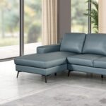 Stordal Contemporary Blue Leather Match Sectional Sofa with Left Chaise | FM69004BL-SECT-L