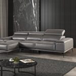 Vadso Contemporary Dark Gray Leather Match Sectional Sofa with Left Chaise | FM69005DG-SECT-L