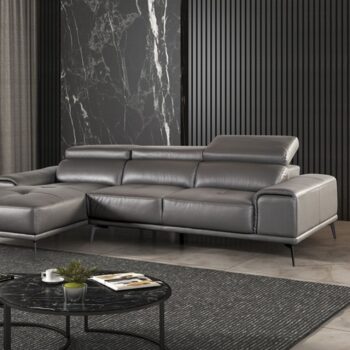Vadso Contemporary Dark Gray Leather Match Sectional Sofa with Left Chaise | FM69005DG-SECT-L