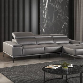 Vadso Contemporary Dark Gray Leather Match Sectional Sofa with Right Chaise | FM69005DG-SECT-R