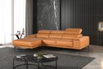 Vadso Contemporary Tangerine Leather Match Sectional Sofa with Left Chaise | FM69005LB-SECT-L
