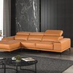 Vadso Contemporary Tangerine Leather Match Sectional Sofa with Left Chaise | FM69005LB-SECT-L