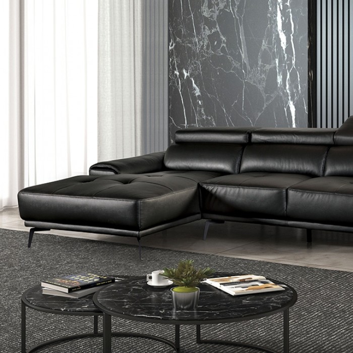 Vadso Contemporary Black Sectional With Left Chaise | Fm69005Bk-Sect-L By Furniture Of America | Mobilia Cleopatra 3 Vadso Contemporary Black Sectional with Left Chaise | FM69005BK-SECT-L by Furniture of America