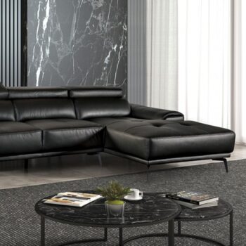 Vadso Contemporary Black Sectional with Right Chaise | FM69005BK-SECT-R