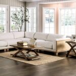 Arendal Contemporary Beige Sectional with Rattan Details | CM9984-SECT