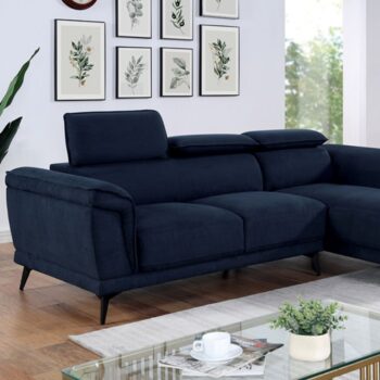 Napanee Contemporary Navy Sectional Sofa with Adjustable Headrests | CM6254BL-SECT