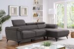 Napanee Contemporary Dark Gray Sectional Sofa with Adjustable Headrests | CM6254GY-SECT