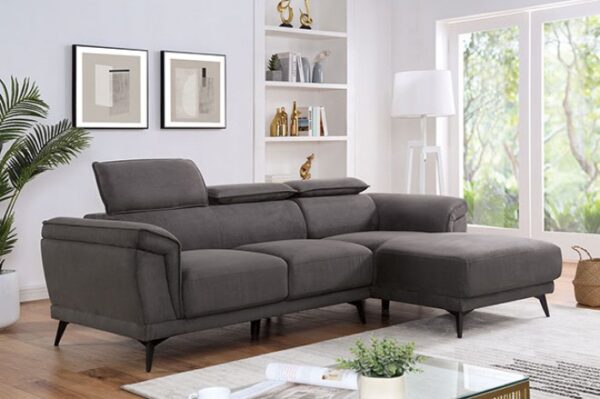 Napanee Contemporary Dark Gray Sectional Sofa with Adjustable Headrests | CM6254GY-SECT