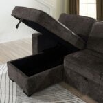 Ines Contemporary Dark Gray Sectional Sofa with Pullout Sleeper & Storage Chaise | CM6964DG-SECT