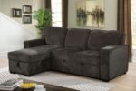 Ines Contemporary Dark Gray Sectional Sofa with Pullout Sleeper & Storage Chaise | CM6964DG-SECT