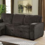 Ines Contemporary Dark Gray Sectional Sofa with Pullout Sleeper & Storage Chaise | CM6964DG-SECT