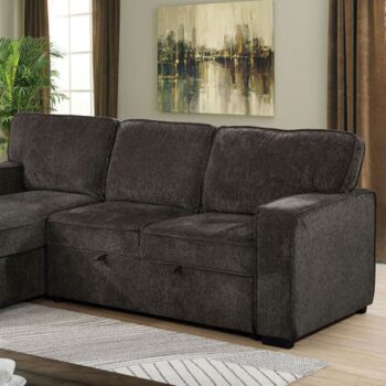 Ines Contemporary Dark Gray Sectional Sofa with Pullout Sleeper & Storage Chaise | CM6964DG-SECT