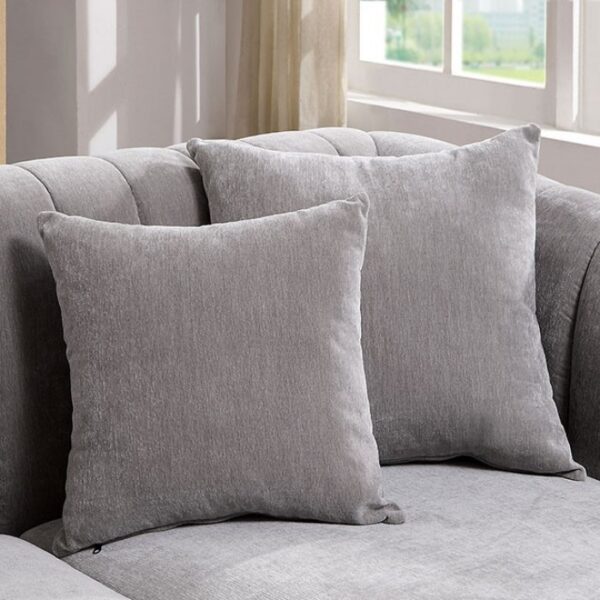 Goodwick Mid-Century Modern Light Gray Chenille Sectional Sofa with Chaise | CM6947-SECT