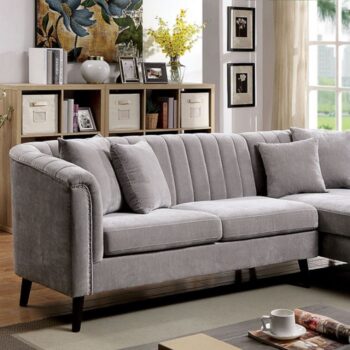 Goodwick Mid-Century Modern Light Gray Chenille Sectional Sofa with Chaise | CM6947-SECT