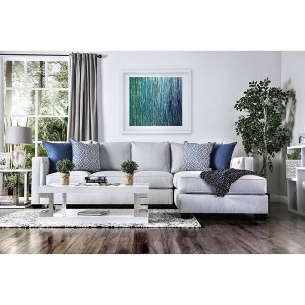Ornella Transitional Light Gray Sectional Sofa with Tufted Arms | SM2671-SECT