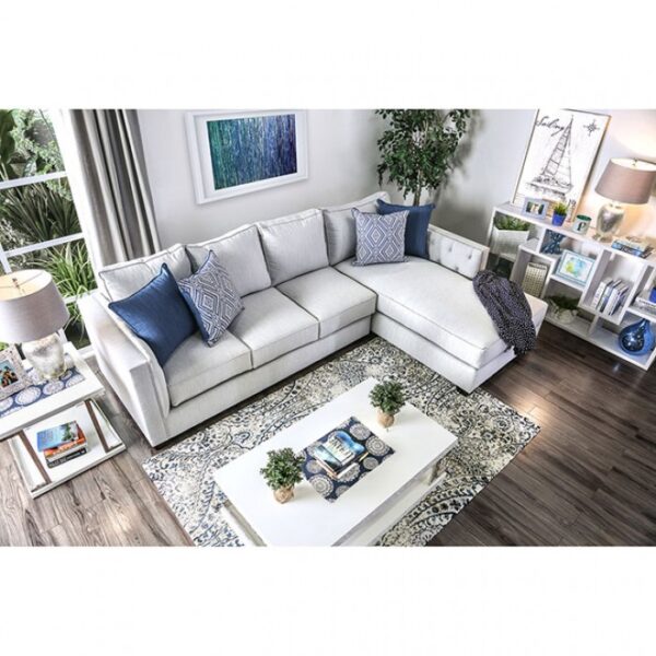 Ornella Transitional Light Gray Sectional Sofa with Tufted Arms | SM2671-SECT