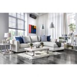 Ornella Transitional Light Gray Sectional Sofa with Tufted Arms | SM2671-SECT