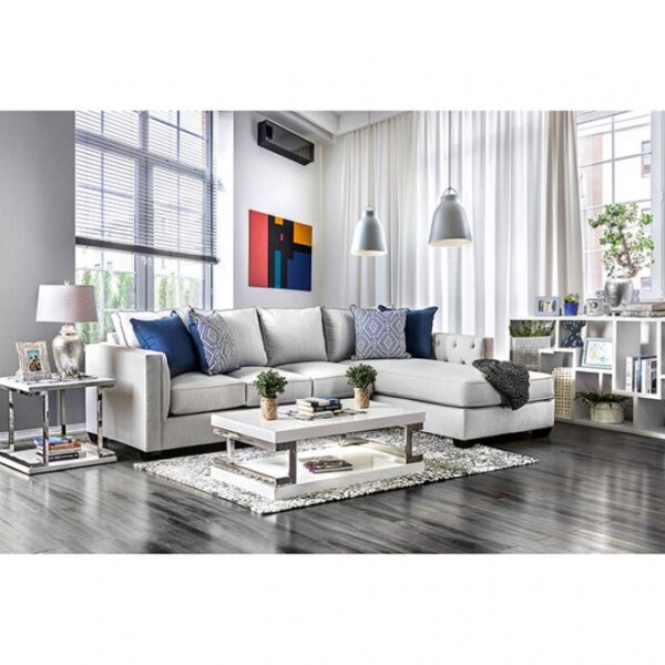 Ornella Transitional Light Gray Sectional Sofa with Tufted Arms | SM2671-SECT