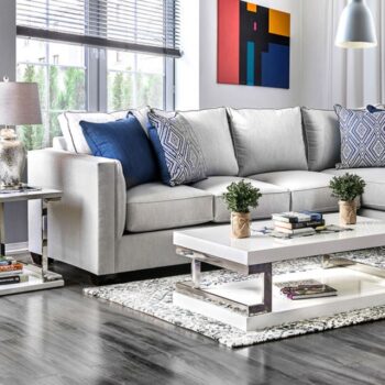 Ornella Transitional Light Gray Sectional Sofa with Tufted Arms | SM2671-SECT