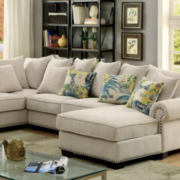 Skyler Transitional Beige Sectional Sofa with Nailhead Trim | CM6156-SECTIONAL