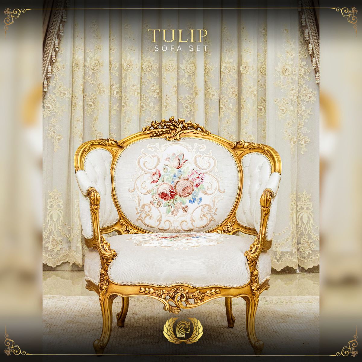 Handmade Gold Tulip Chair 2 | Mobilia Cleopatra 3 Tulip chair