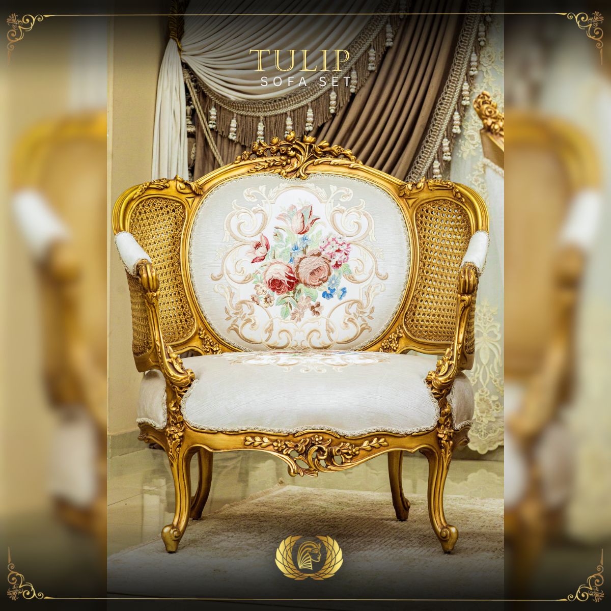 Handmade Gold Tulip Chair 1 | Mobilia Cleopatra 3 Tulip chair